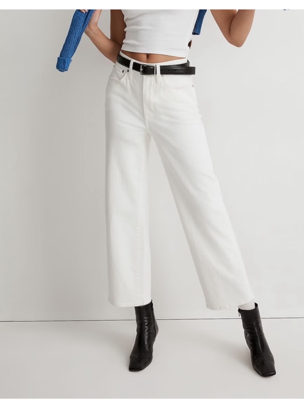 Madewell The Perfect Vintage Wide-Leg Crop Jean White Sz 27